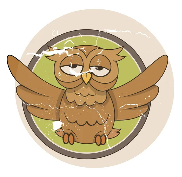 Funny vintage owl - halloween vector illustration — Stock Vector