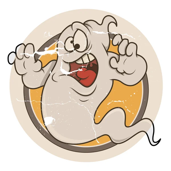 Panicky spaventato fantasma cartone animato - halloween vettoriale illustrazione — Vettoriale Stock