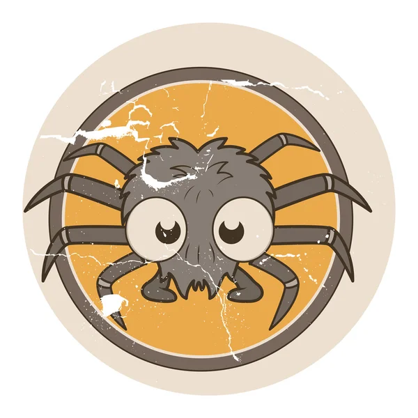 Grunge vicces spider - halloween vektoros illusztráció — Stock Vector