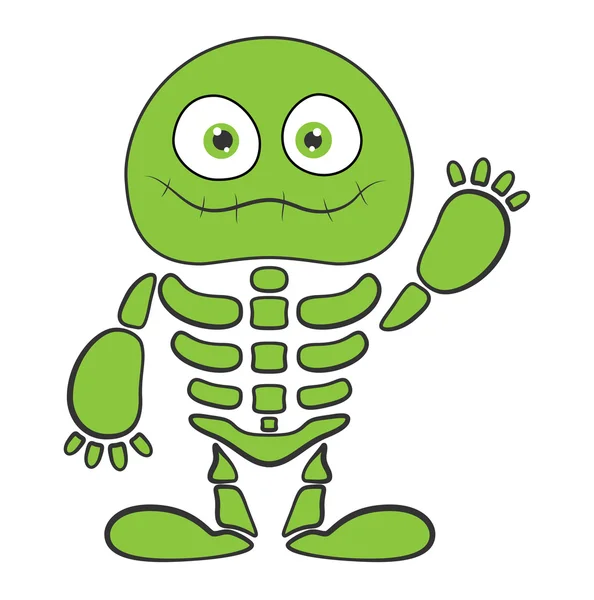 Groene skeleton monster - halloween vectorillustratie — Stockvector