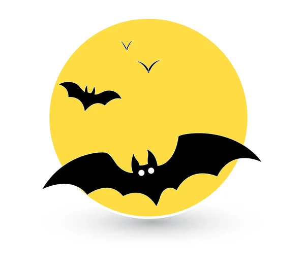 Bats flying in full moon background vector — Stock Vector