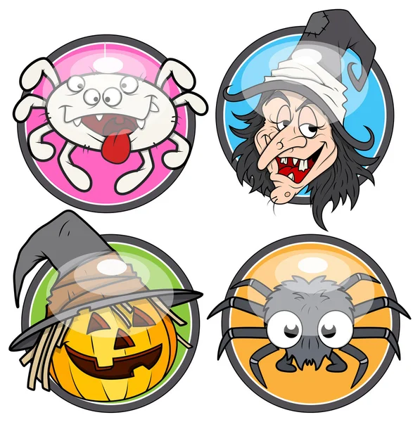 Halloween adesivos vetor brilhante —  Vetores de Stock