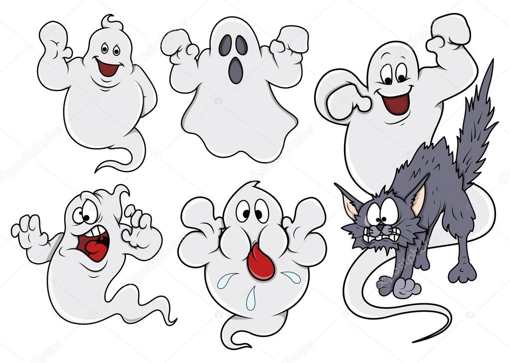 Set of cartoon ghosts vector illustration