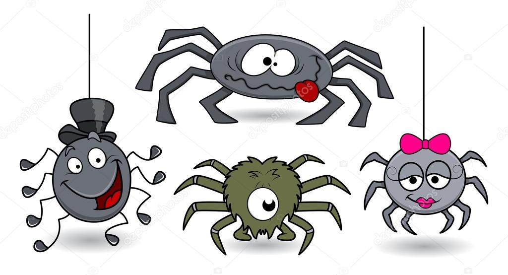 Vector spiders funny - set