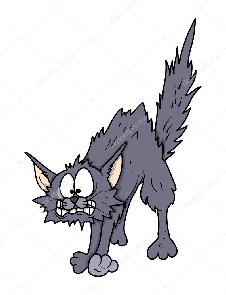 Scared funny cat - halloween vector illustration