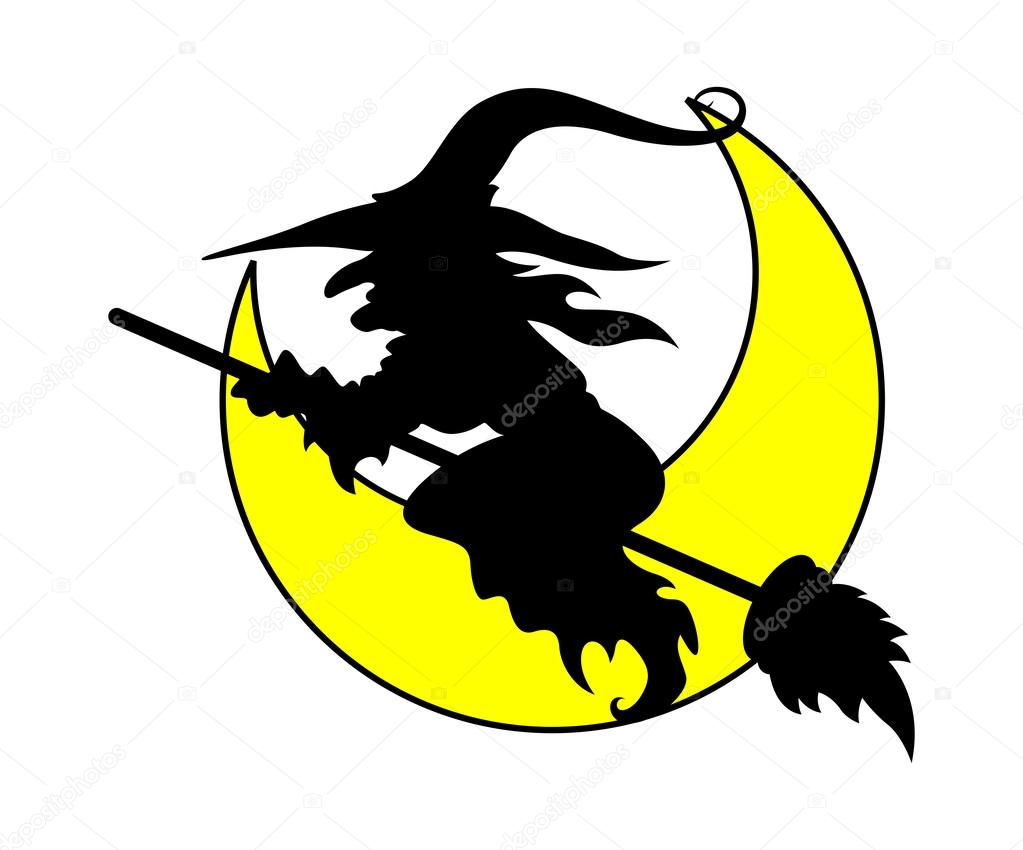 Witch flying - Halloween vector illustration