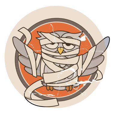 Mumya baykuş - halloween vektör çizilmiş sticker
