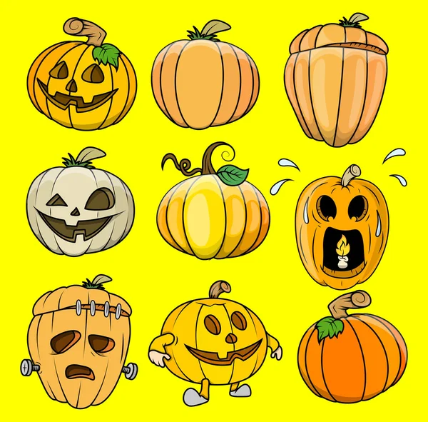 Spooky jack o' lantern vectors set — Stock Vector