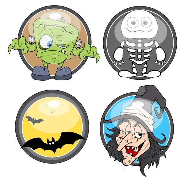 Badges brillants pour Halloween — Image vectorielle