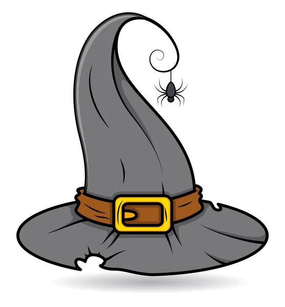 Bir örümcek vektör çizim ile cadı şapka — Stok Vektör