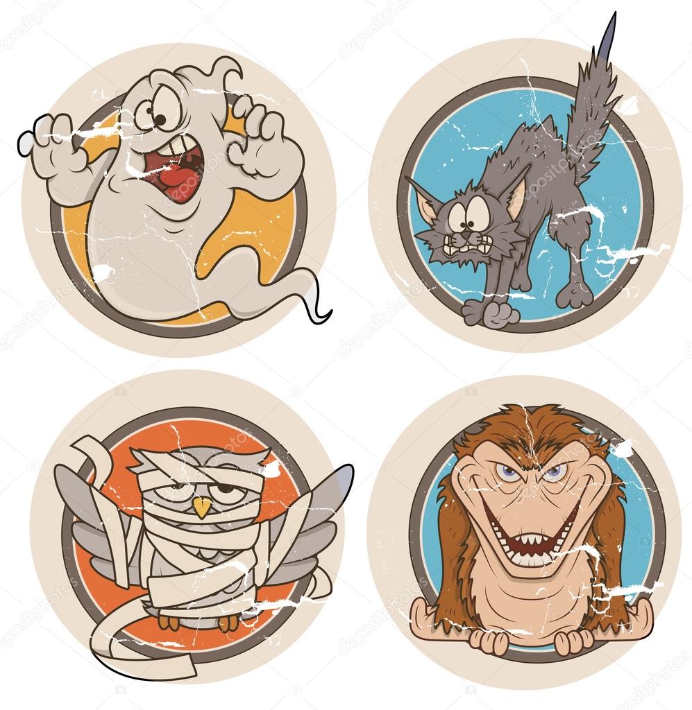 Halloween grunge stickers and badges