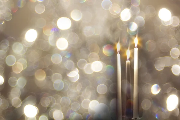 Navidad velas decorativas luces fondo —  Fotos de Stock