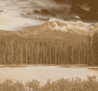 Vintage dağ manzara arka plan