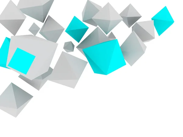 Moderne kubussen en 3D-objecten geïsoleerd op witte achtergrond — Stockfoto