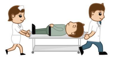 karikatür vektör - hemşire ve doktor hasta taşıma