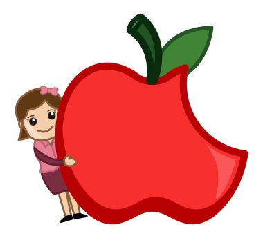sağlıklı gıda kavramı - karikatür kız elma