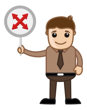 Man Showing Crossed Arrows Board