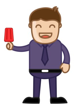 lolly dondurma sahip mutlu bir adam