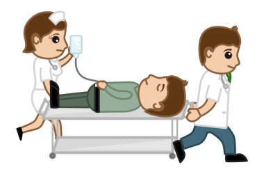 Doktor ve hemşire hasta operasyon tiyatro için taşıma