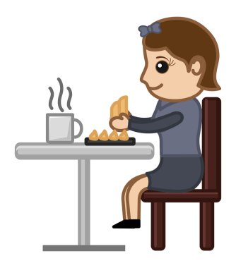kadın aperatifler ve kahve - vektör cartoon