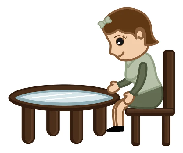 Cartoon Character - Female Sitting on Chair — Stock Vector