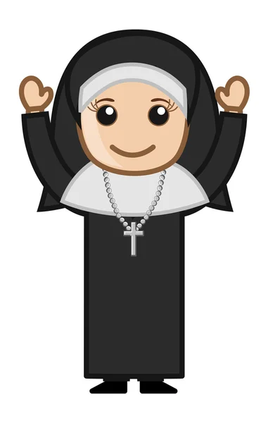 Kreskówka wektor znaków - szczęśliwy religijnych zakonnica — Wektor stockowy