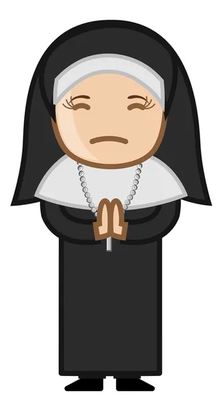 Nun Praying to God - Cartoon Vector — Stock Vector