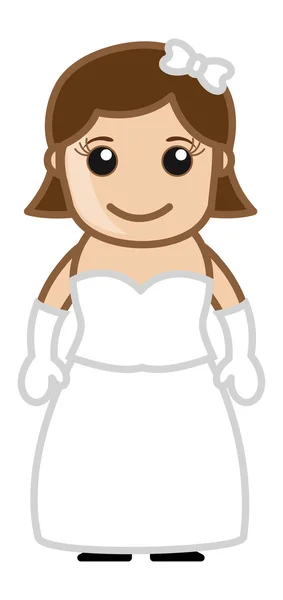 Newly Wed Lady in White Dress Vector Cartoon Character — Stock Vector