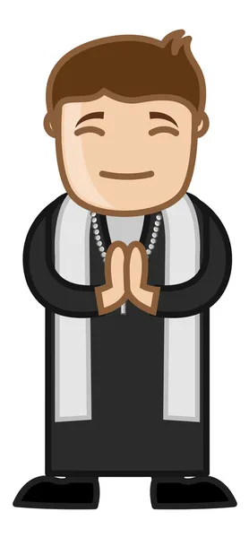 Karikatúra pap ember imádkozik - vektor-illusztráció — Stock Vector