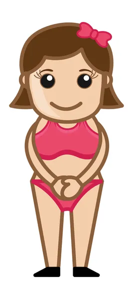 Chica de dibujos animados en traje de baño - Vector — Vector de stock