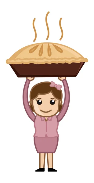 Mujer llevando pastel de pan — Archivo Imágenes Vectoriales