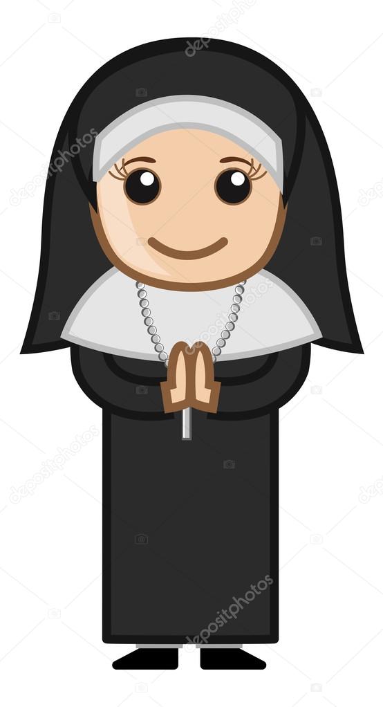 Cartoon Vector Character - Nun Praying