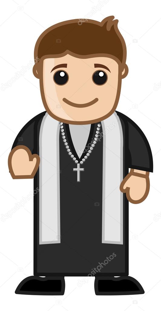 Priest Blessings - Vector Cartoon