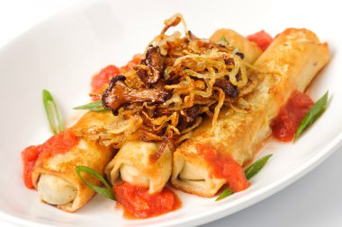 eti, mantar ve soğan krep