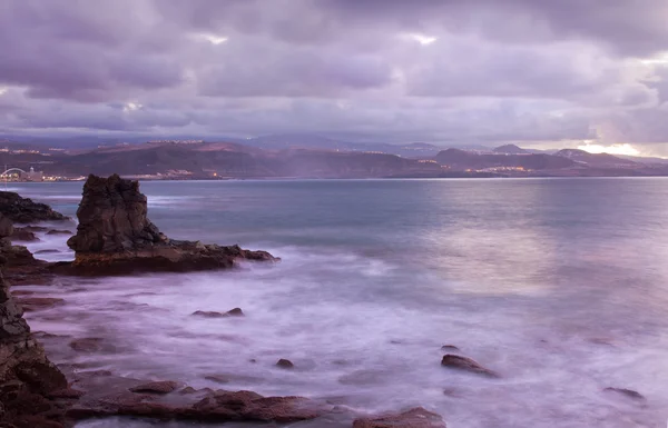 Gran canaria, nacht shot van las canteras — Stockfoto