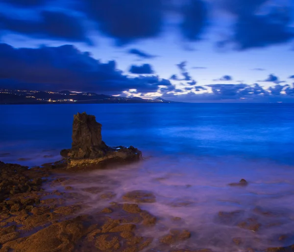 Gran Canaria, night shot from the edge of Las Canteras beach — Stock Photo, Image