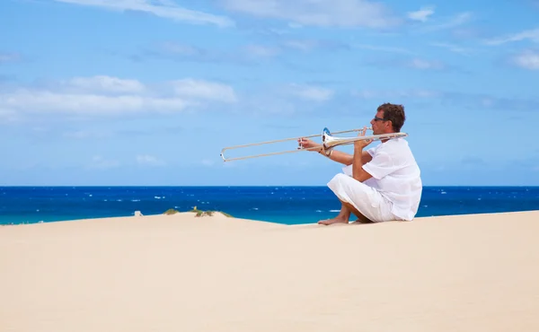 Silver trombone — Stock Photo, Image