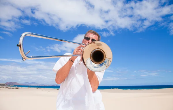 Trombone de prata — Fotografia de Stock