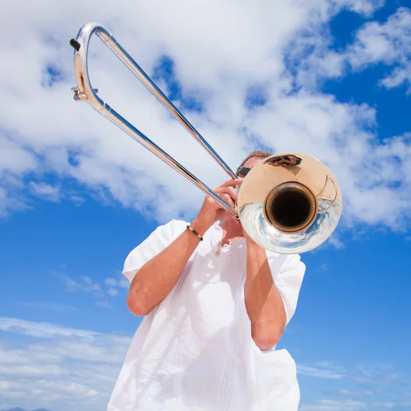 Silver trombone — Stock Photo, Image