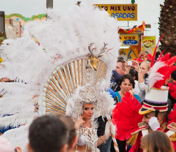 SANTA CRUZ, SPAIN - February 12: Parade participants in colorful — Stock Photo, Image