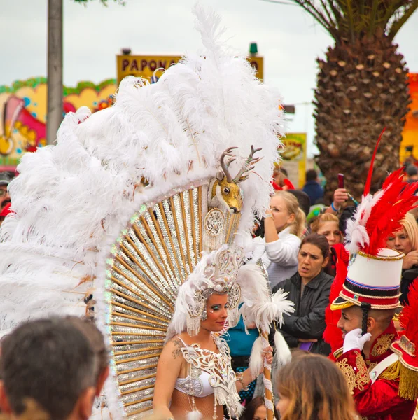 サンタ ・ クルス、スペイン - 2 月 12 日： カラフルな参加者のパレード — ストック写真