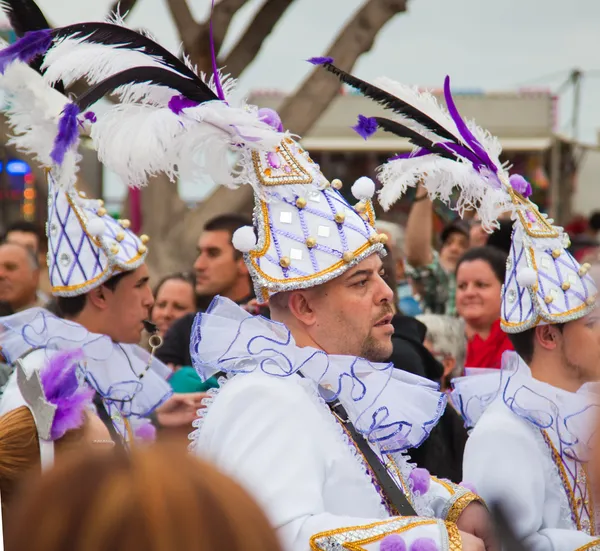 SANTA CRUZ, ESPAÑA - 12 de febrero: Desfile de participantes en colorido — Foto de Stock