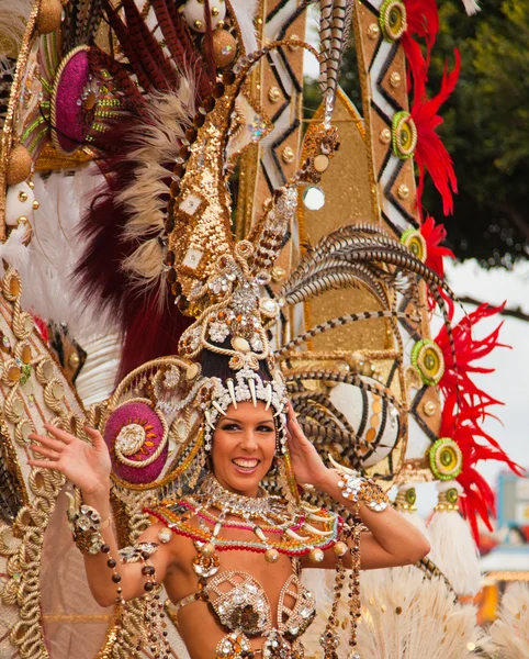 SANTA CRUZ, ESPANHA - 12 de fevereiro: Parada de participantes coloridos — Fotografia de Stock