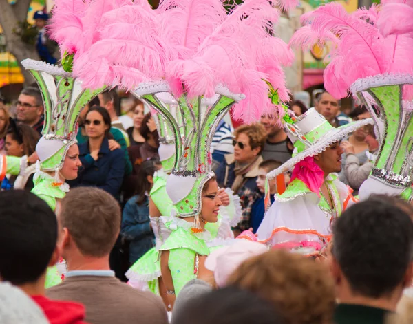 SANTA CRUZ, ESPANHA - 12 de fevereiro: Parada de participantes coloridos — Fotografia de Stock