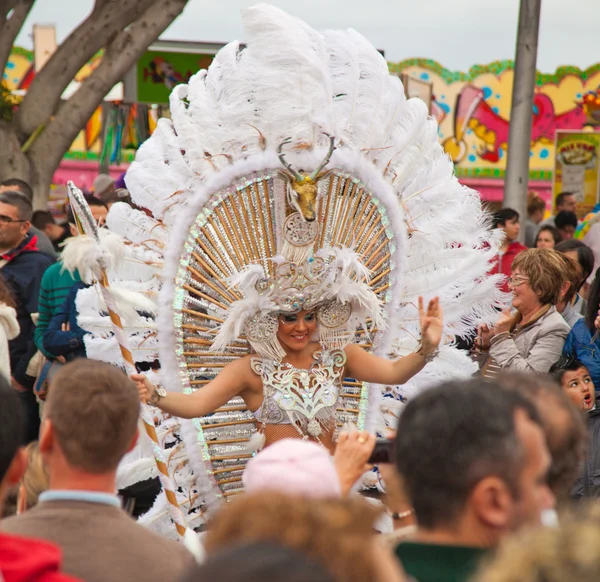 SANTA CRUZ, ESPAÑA - 12 de febrero: Desfile de participantes en colorido — Foto de Stock