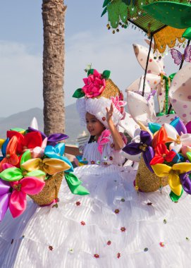 Puerto de la cruz, İspanya - 16 Şubat: rengarenk giyimli parti