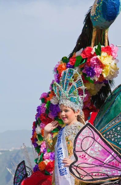 Puerto de la cruz, Spanje - 16 februari: kleurrijk geklede parti — Stockfoto