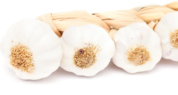 Garlic plait isolated on white — Stock Photo, Image