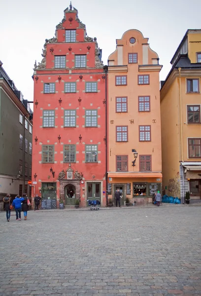 Sztokholm, fasady starego miasta — Zdjęcie stockowe