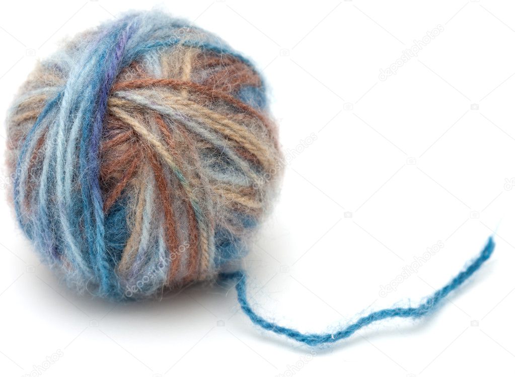knitting wool ball isolated on white